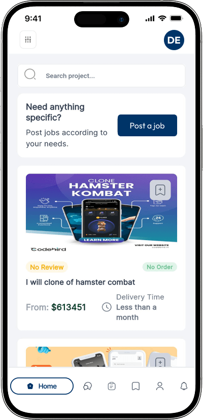 Freelancer marketplace script home screen