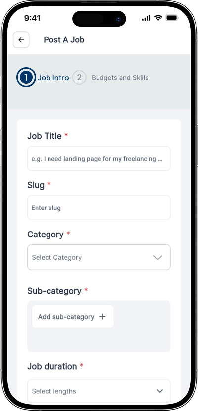 Freelancer marketplace script job posting screen