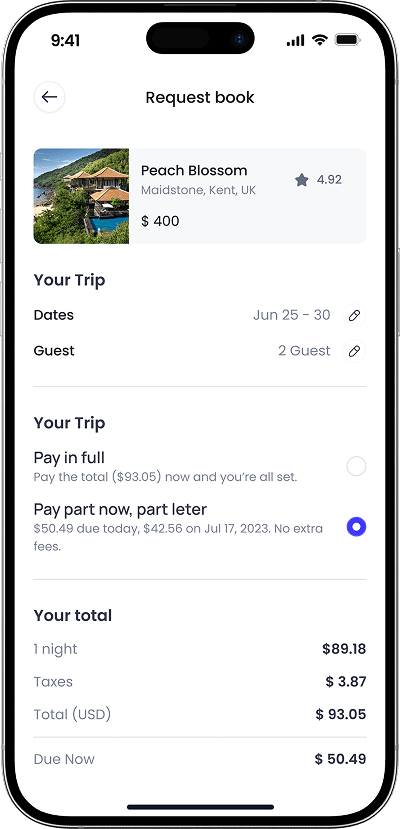 HolidayLettings clone invoice screen