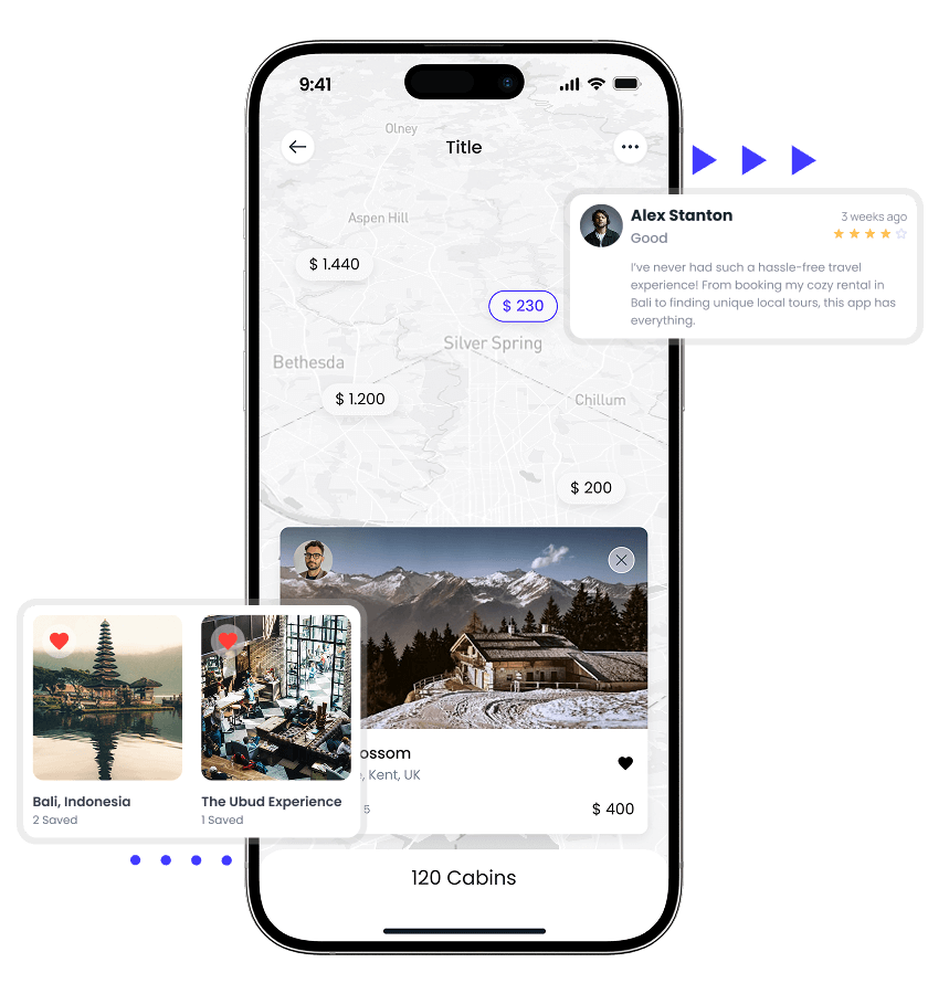 HolidayLettings clone map view and review feature