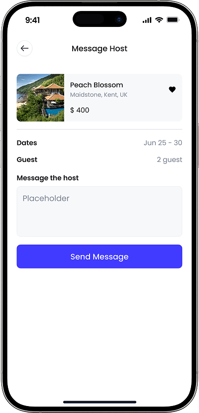 HolidayLettings clone message host screen