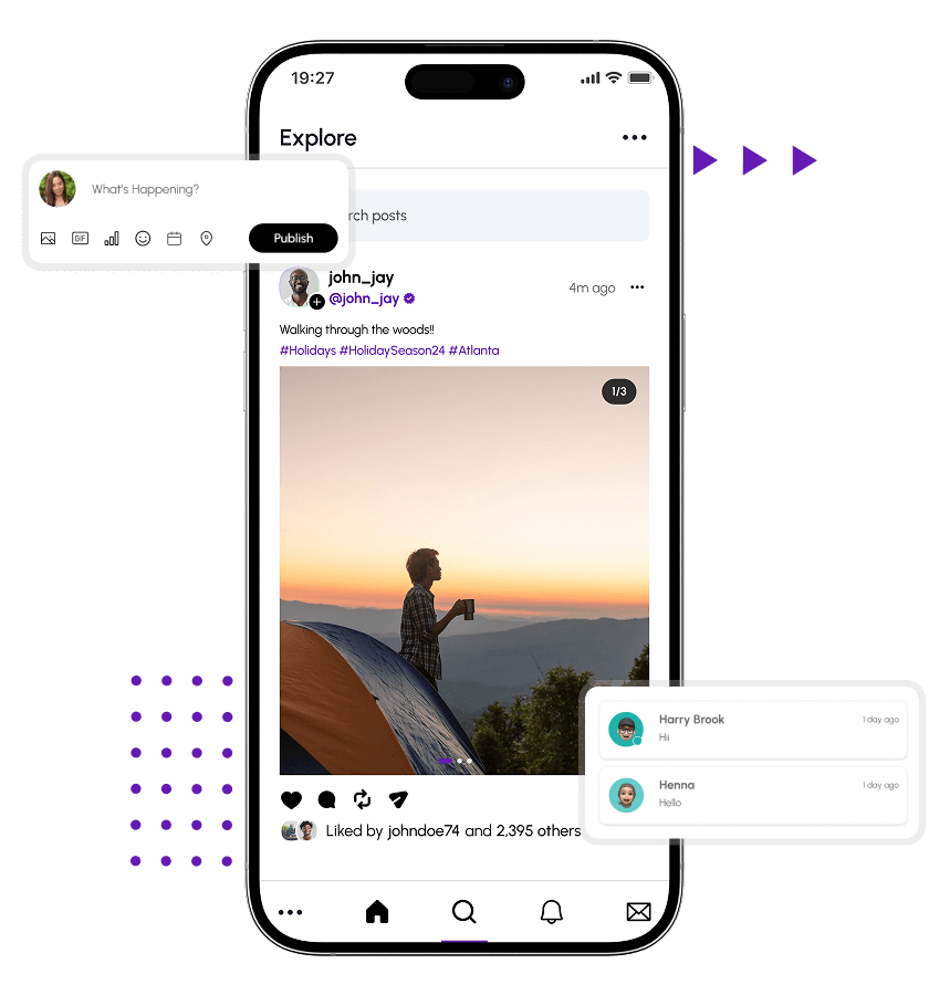 Microblogging App create post and explore trending posts feature