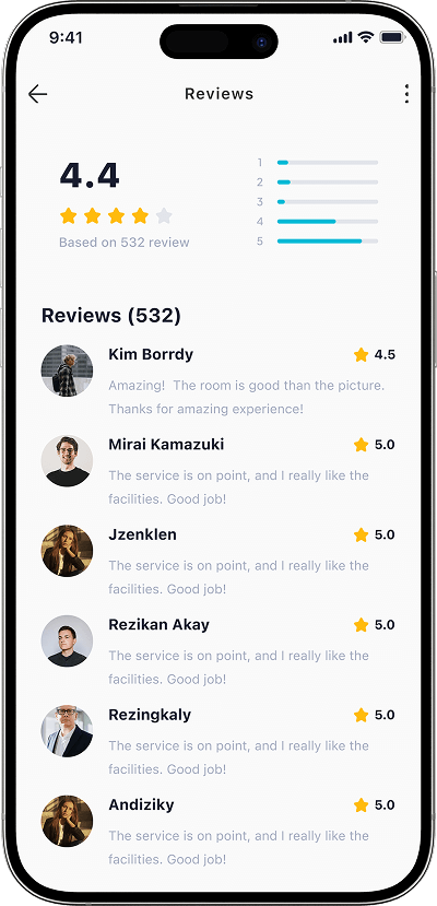 Space rental script reviews screen