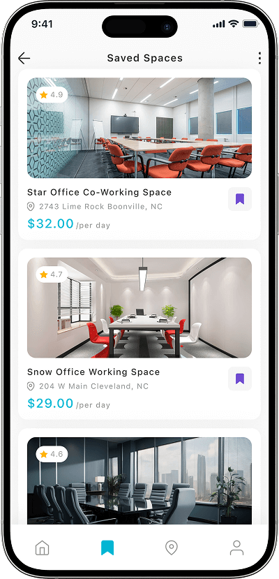 Space rental script saved spaces screen