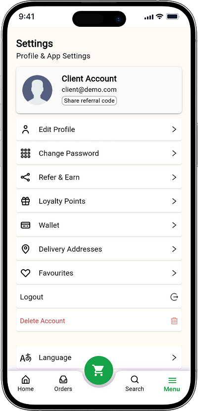 Super app user profile screen