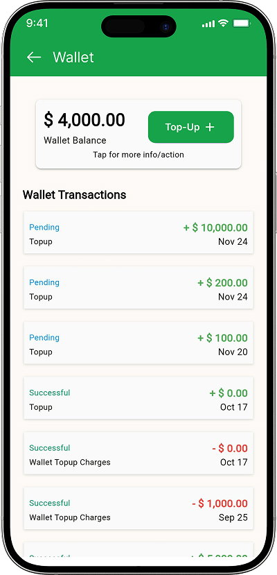 Super app wallet screen