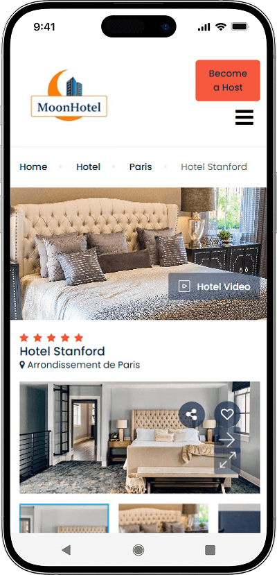 Hotel booking script home screen