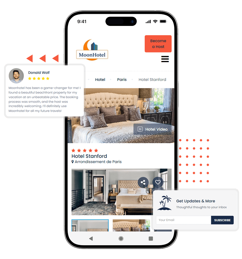 Hotel booking script hotel listings and user review feature