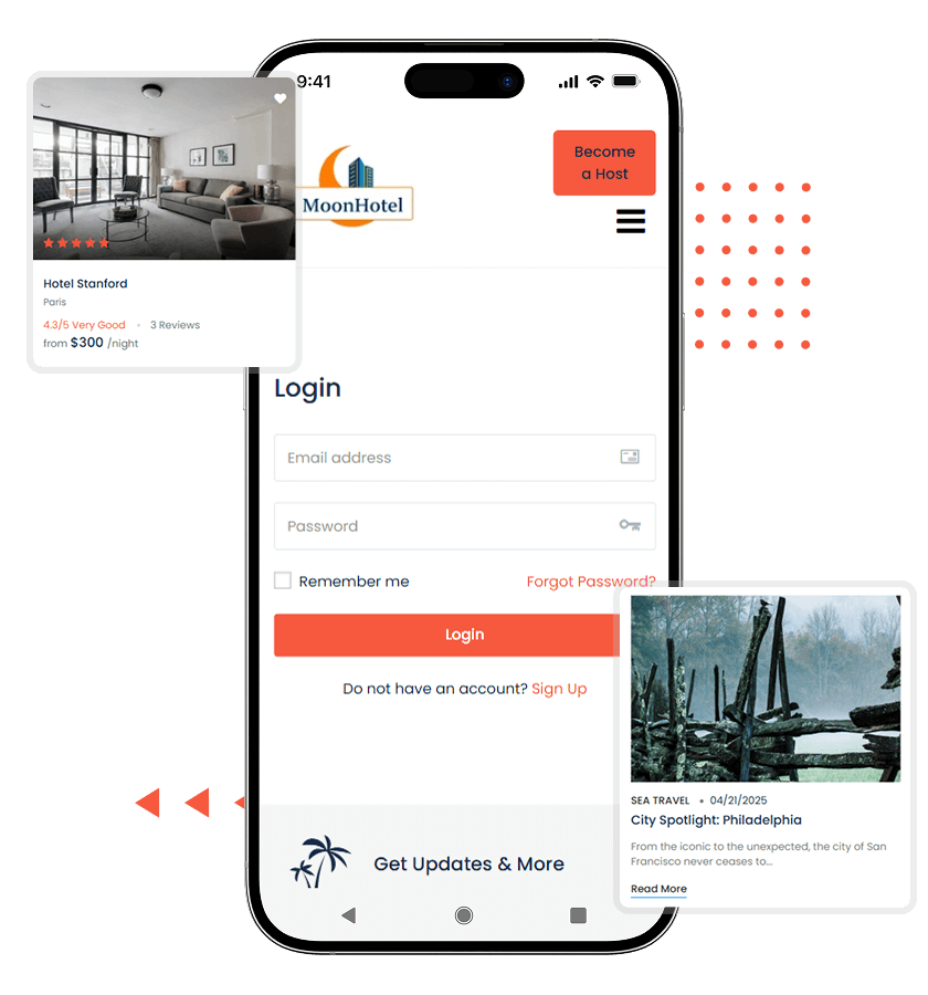 Hotel booking script login, hotel preview feature