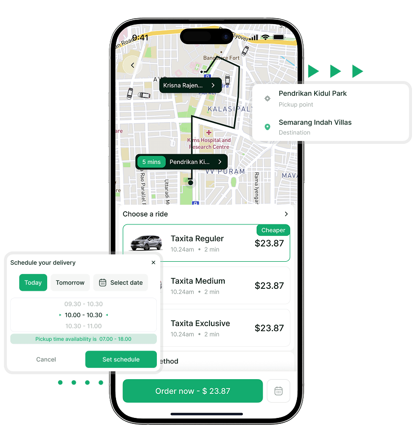 Taxi booking script choose and schedule ride feature
