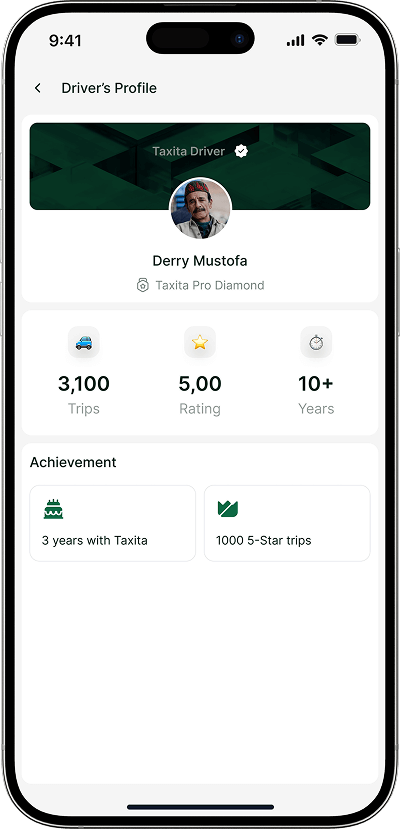 Taxi booking script driver profile screen
