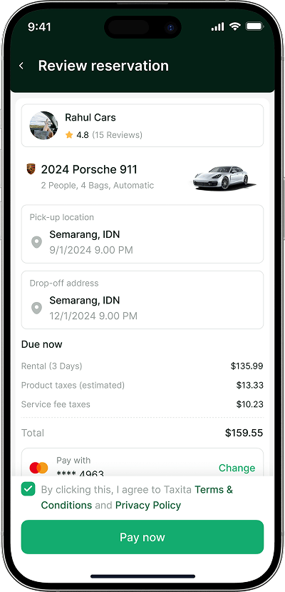 Taxi booking script invoice screen