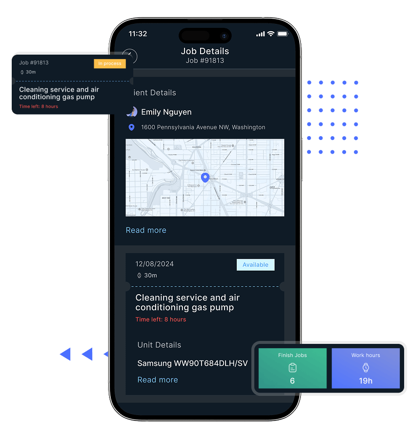 Uber for mechanics detailed job listing and mechanic overview feature