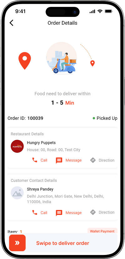 Doordash clone delivery driver order notification screen
