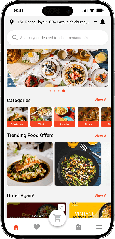Doordash clone home screen
