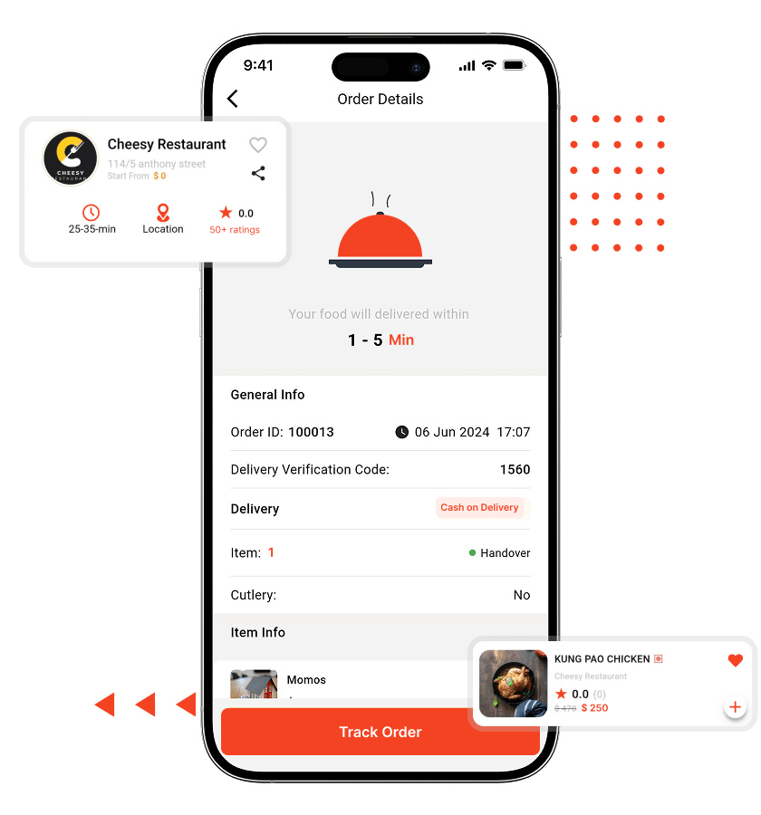 Doordash clone order details and restaurant overview features