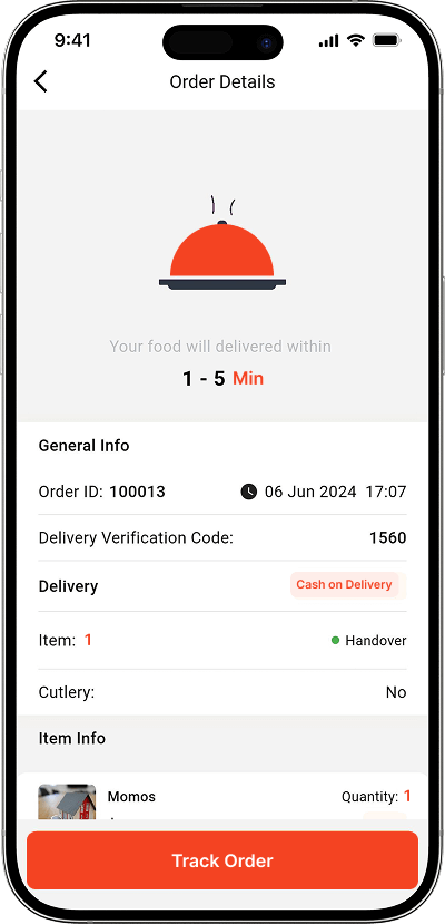 Doordash clone order details screen