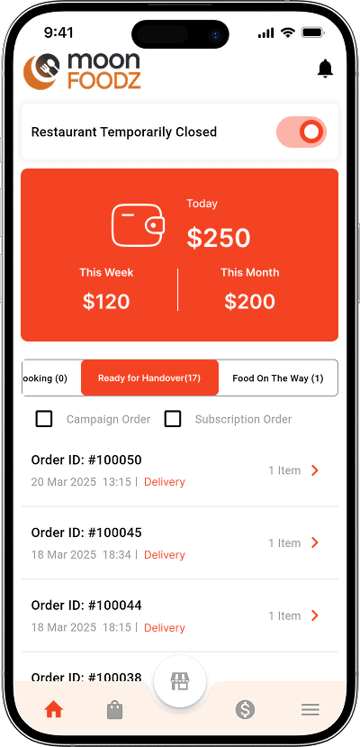 Doordash clone restaurant order dashboard