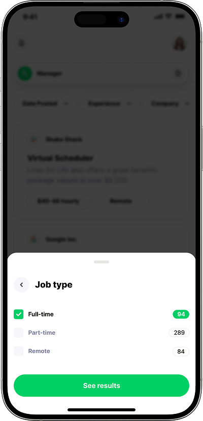 Job portal script job search filters screen