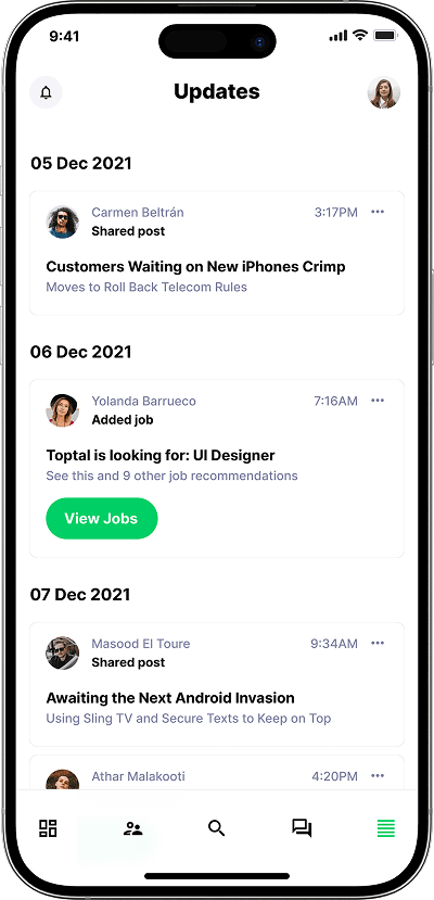 Job portal script recent post updates screen