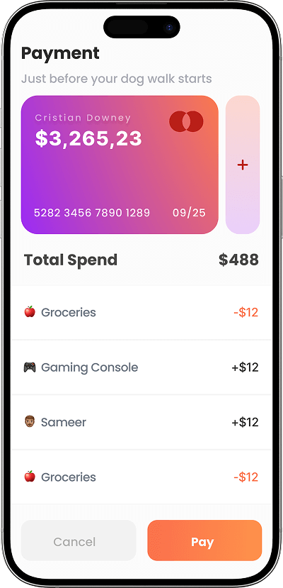 Uber for Dog Walking app payment screen