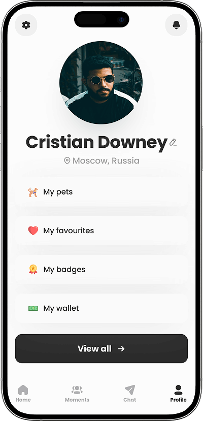 Uber for Dog Walking app user profile screen