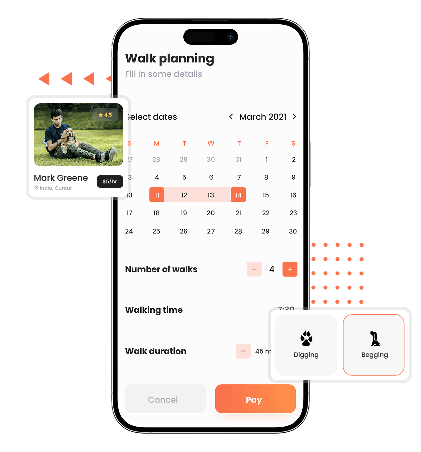 Uber for Dog Walking app walking scheduling feature