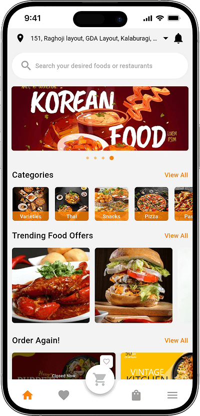 Ubereats clone homepage screen