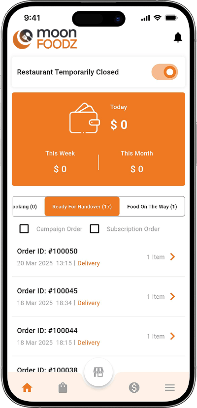 Ubereats clone restaurant order dashboard screen