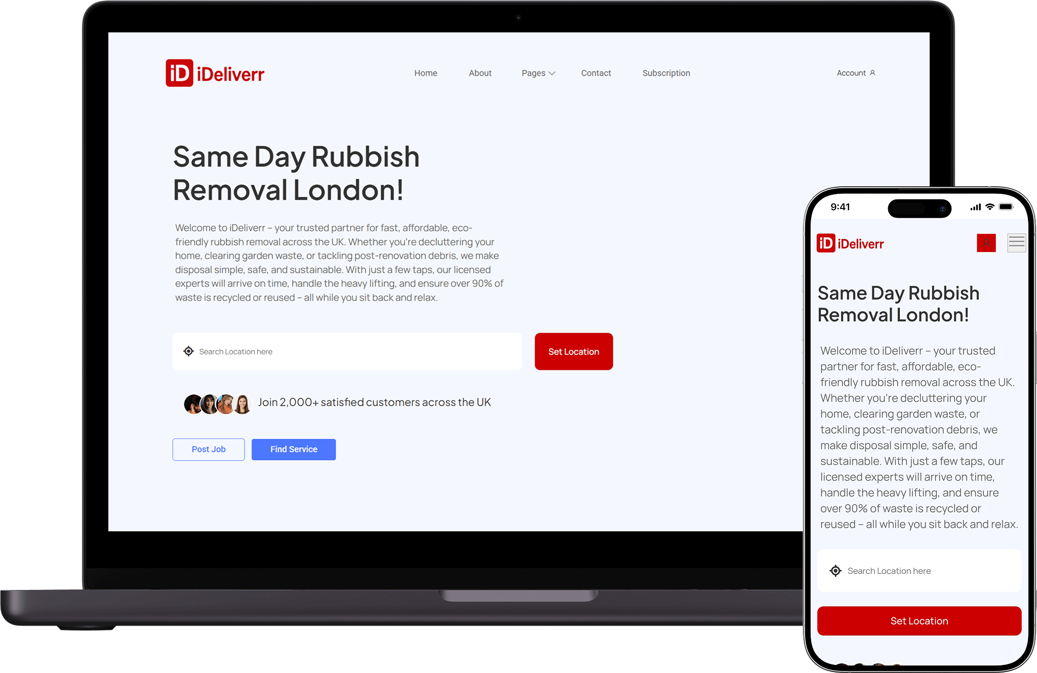 ideliverr - homepage screen