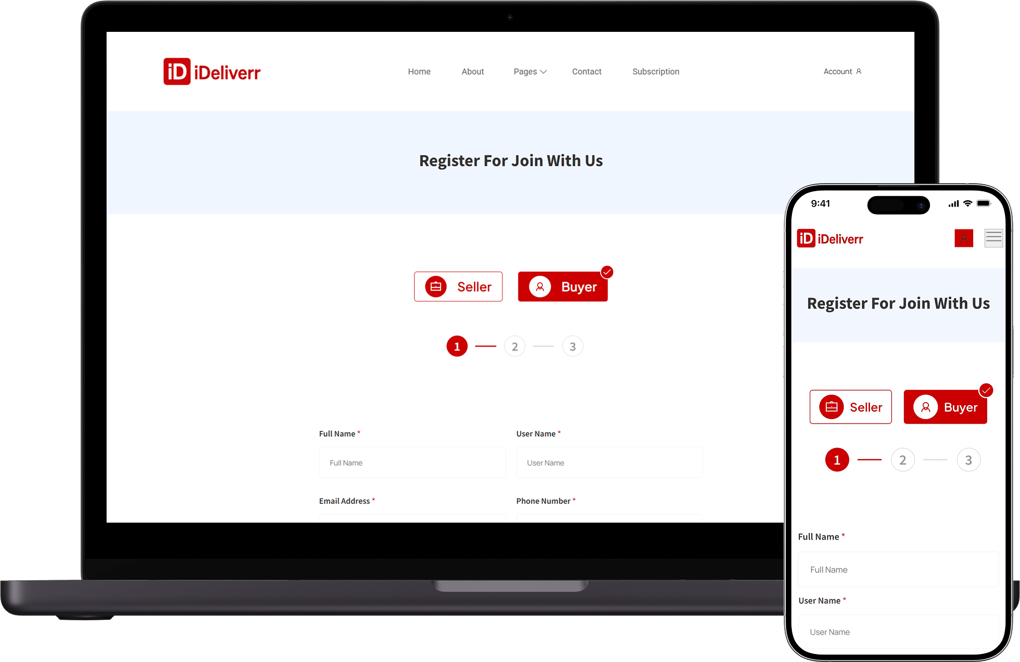 ideliverr login screen