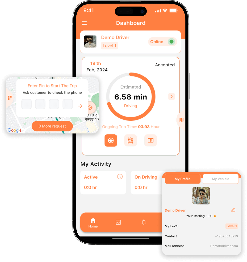 DiDi clone detailed driver dashboard feature