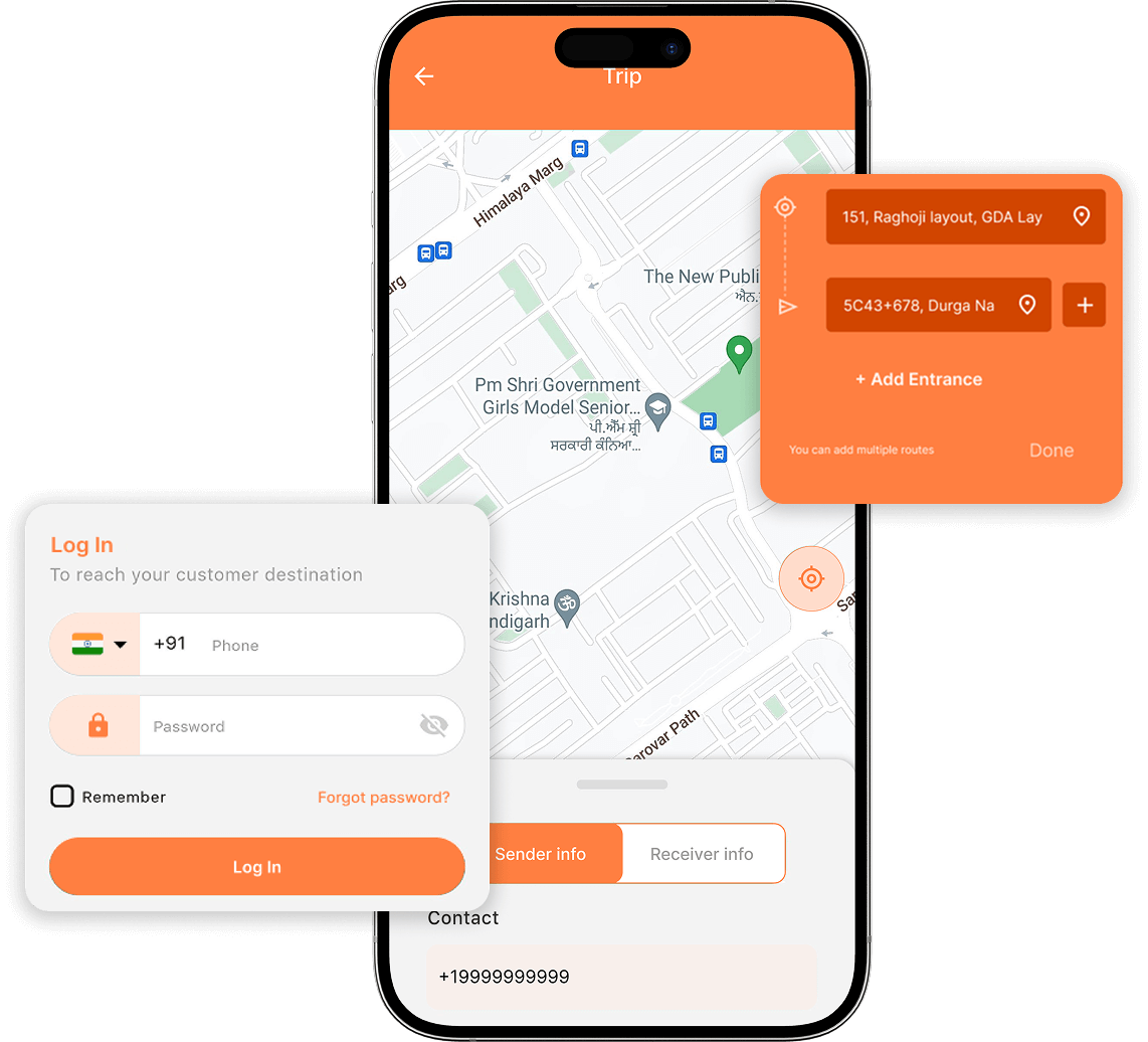 DiDi clone secured login and trip details input features