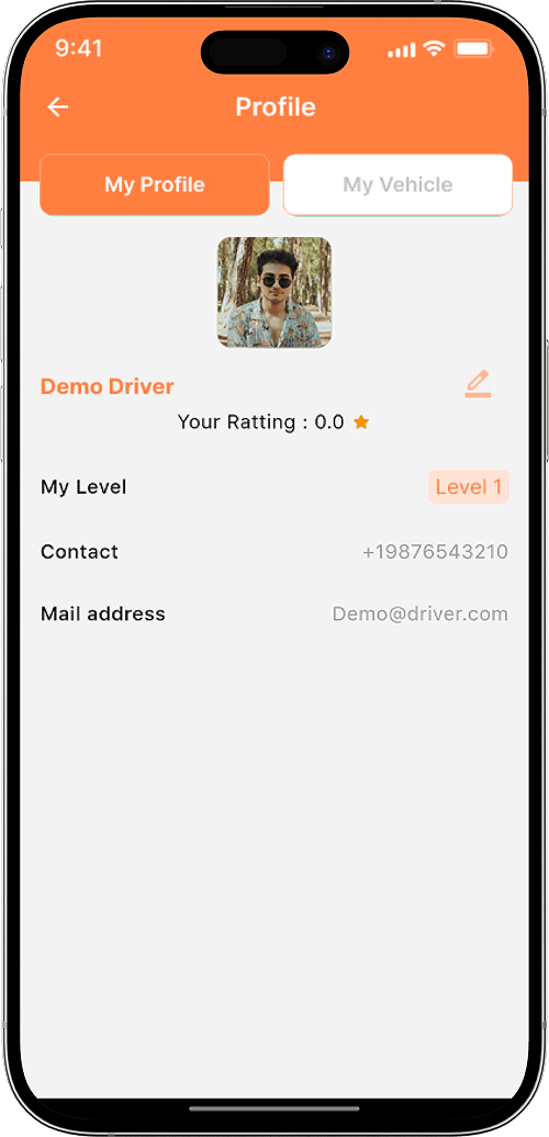 DiDi clone user profile screen