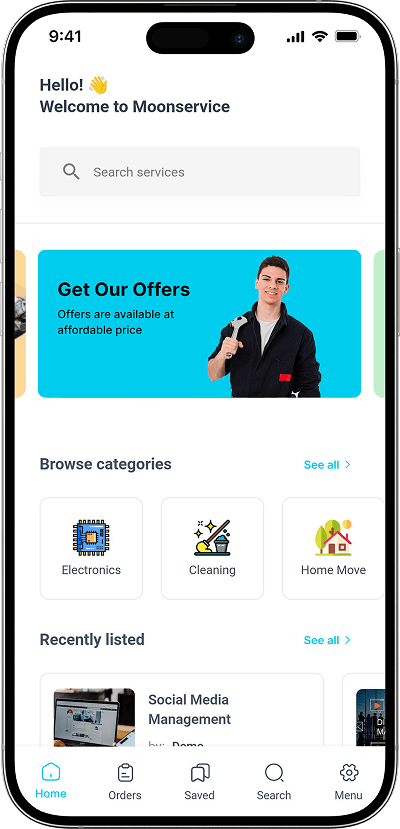 Handy clone homepage screen