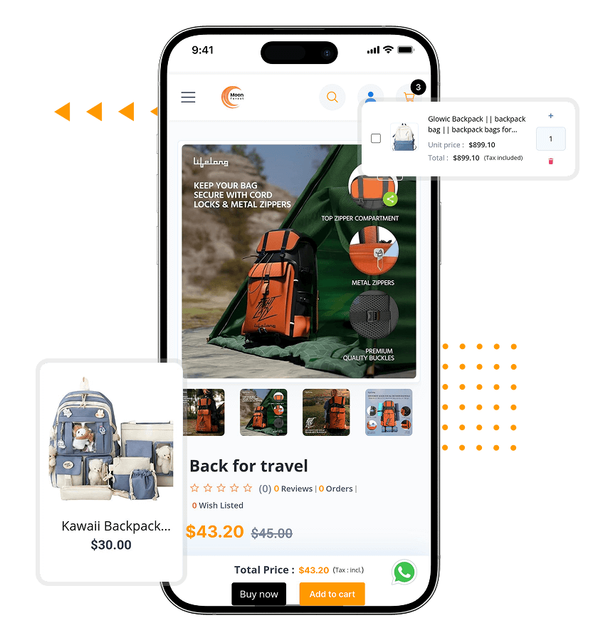 Jumia clone listed product information and cart features