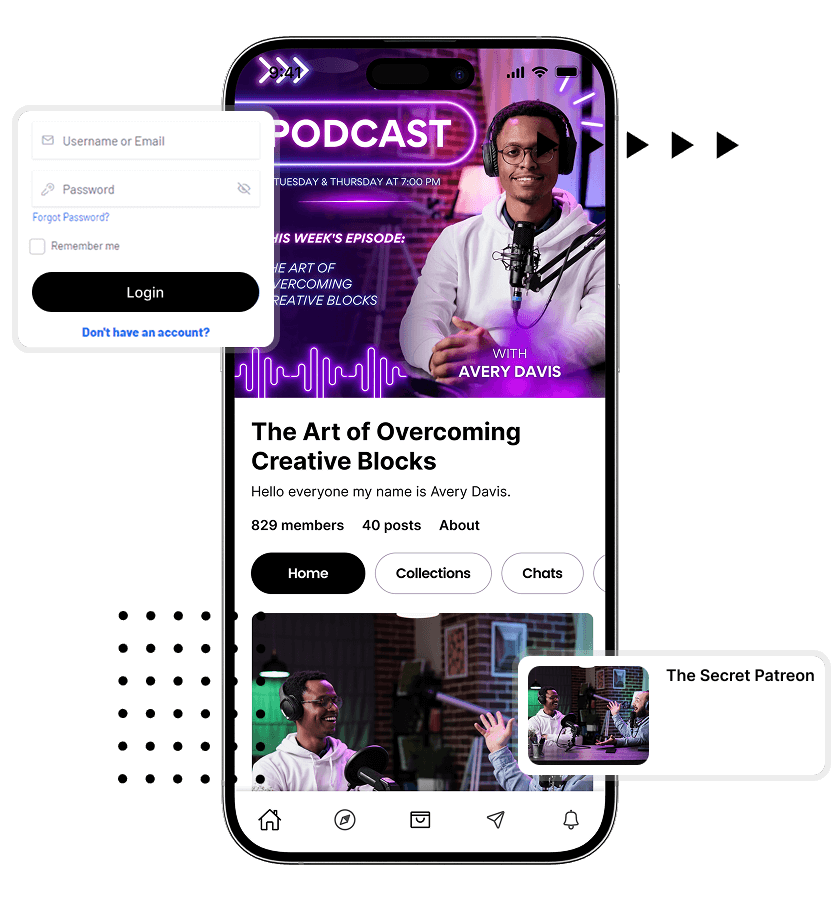 Patreon clone podcast channel details feature