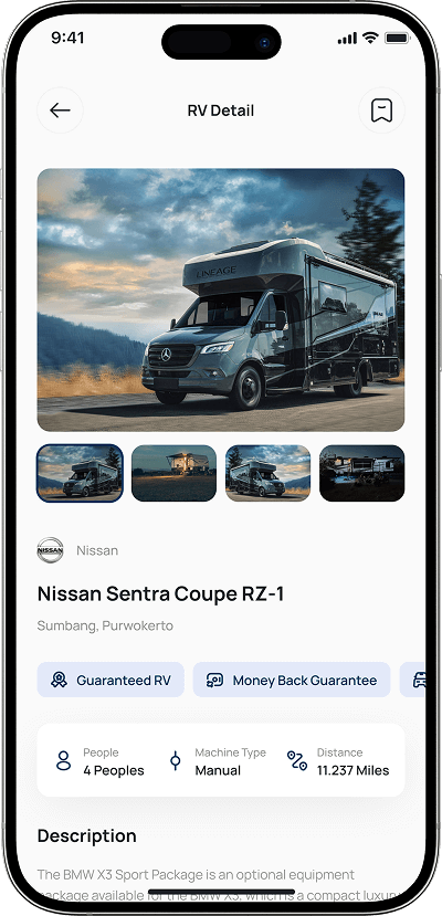 RVezy clone listed RV details screen