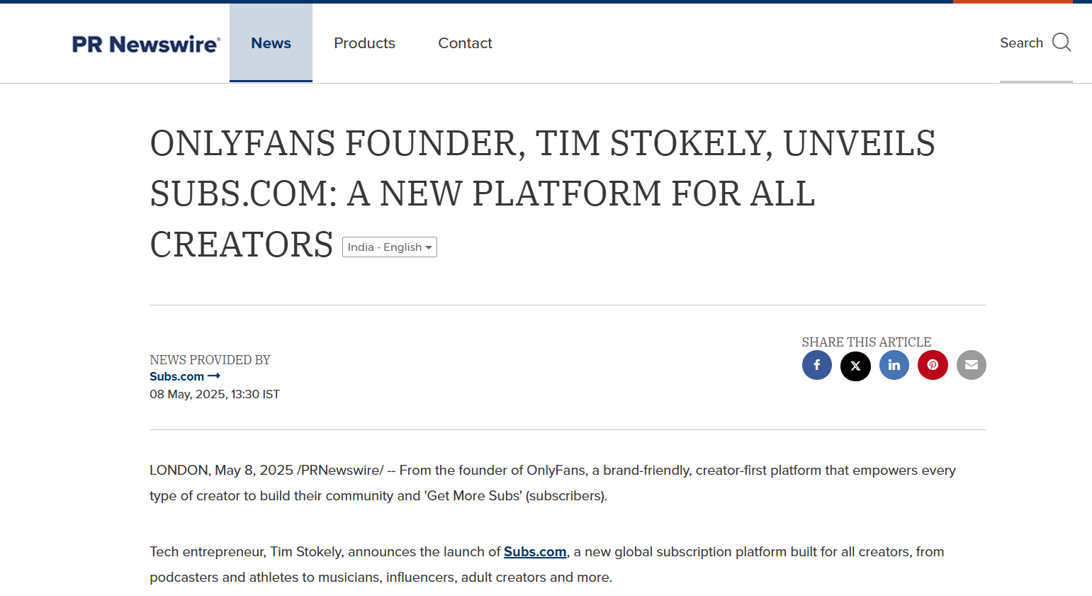 Subs.com, a creator-first platform