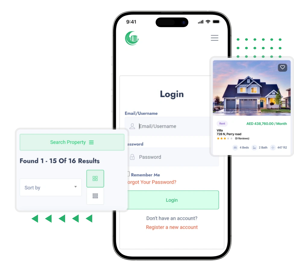 Bayut clone easy login, search, and property overview features