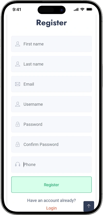 Bayut clone user register screen