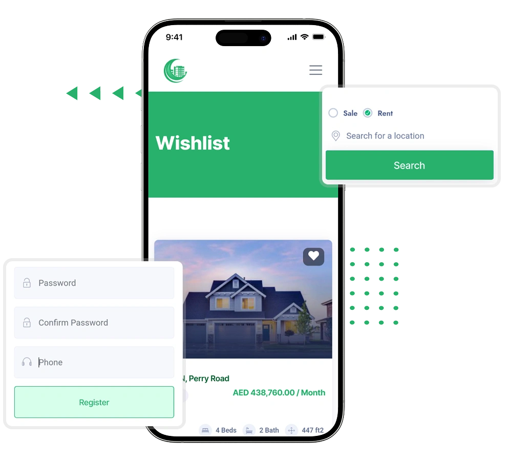 Bayut clone wishlist and buy and rent filters features