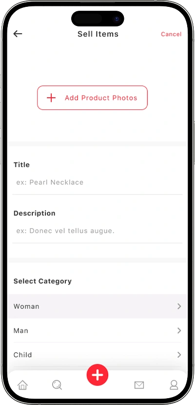 Carousell clone item listing form screen