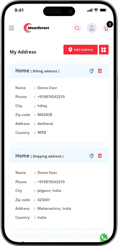 Carousell clone my addresses screen