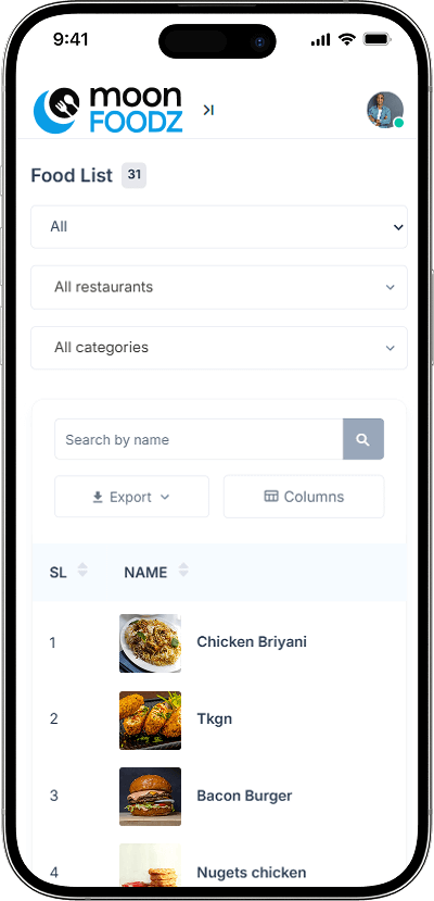 Favor clone food list screen