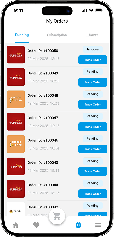 Favor clone order history screen