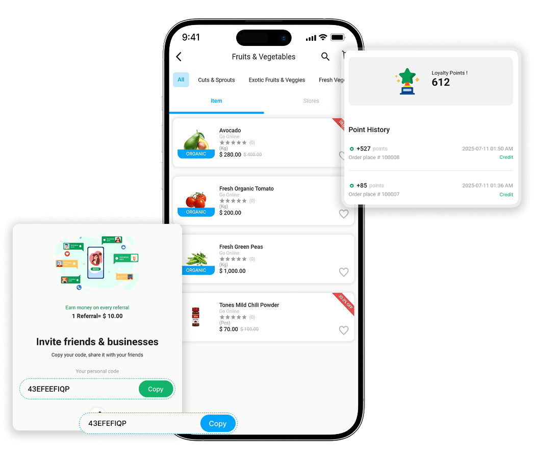 Gopuff clone item categories, loyalty points and discount coupon features