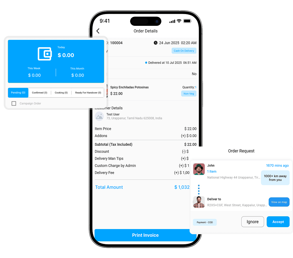 Gopuff clone order details, order request and in-app wallet features