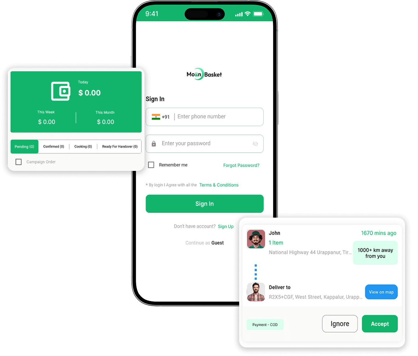 Mrsool clone login and order accept and reject features