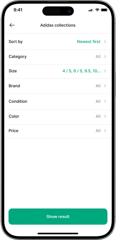 Offerup clone collection filters screen